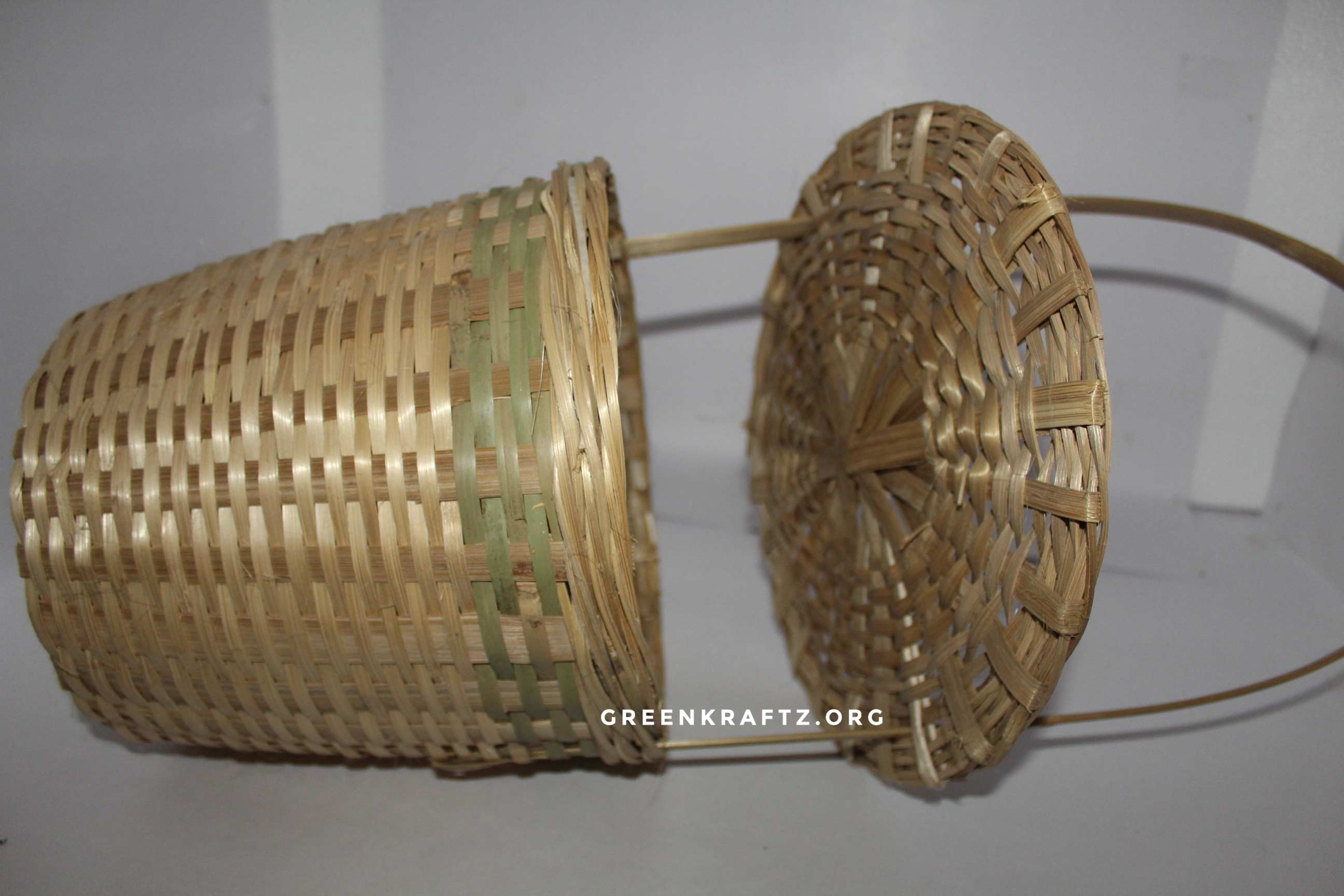 HandMade Bamboo Storage Basket with Handle